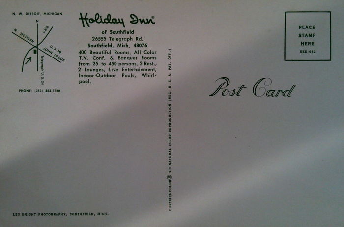 Holiday Inn - Southfield (Radisson Hotel Southfield-Detroit) - Old Postcard
